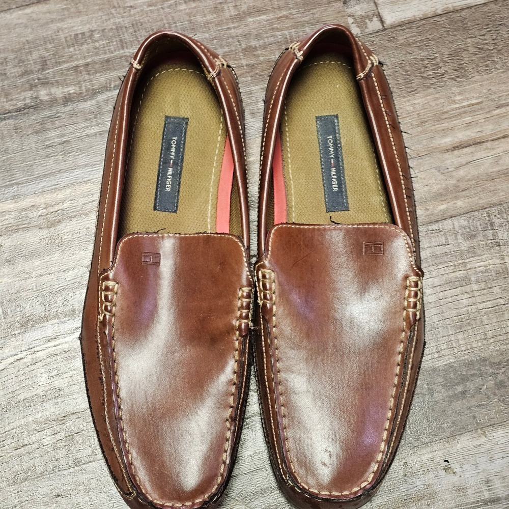 Tommy Hilfiger Dathan Brown Slip On Loafers Mens 10.5 Driving Shoes TMDATHAN